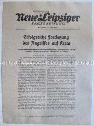 Extrablatt der "Neuen Leipziger Tageszeitung" zum Kampf um Kreta