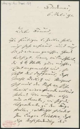 Brief an Philipp Spitta : 06.07.1891