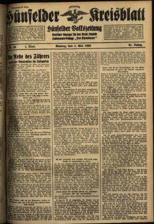 Erste Ausgabe vom Montag, den 04. Mai 1936.