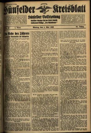 Erste Ausgabe vom Montag, den 04. Mai 1936.