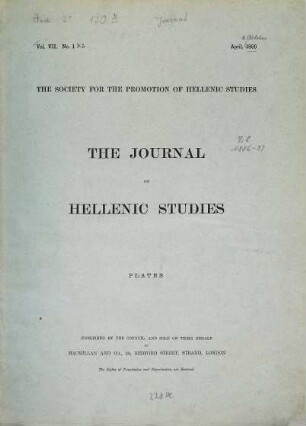 The journal of Hellenic studies. Plates. 7 = Taf. 62 - 71. 1886
