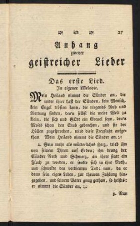 27-32, Anhang zweyer geistreicher Lieder
