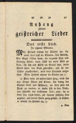 27-32, Anhang zweyer geistreicher Lieder
