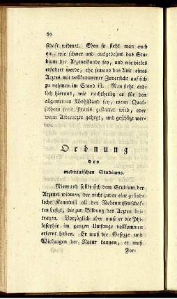 Ordnung des medizinischen Studiums.