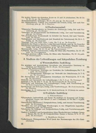 8. Studium der Leibesübungen und körperlichen Erziehung