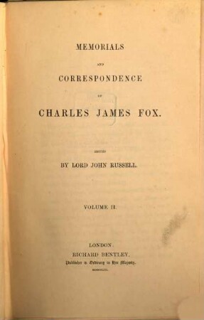 Memorials and correspondence of Charles James Fox. 2