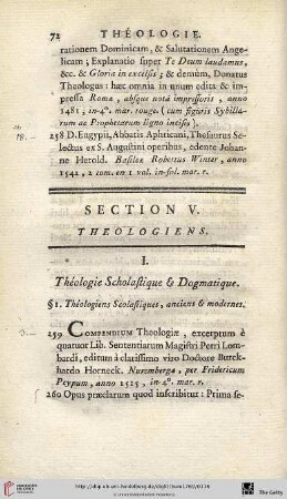 Section V.: Theologiens