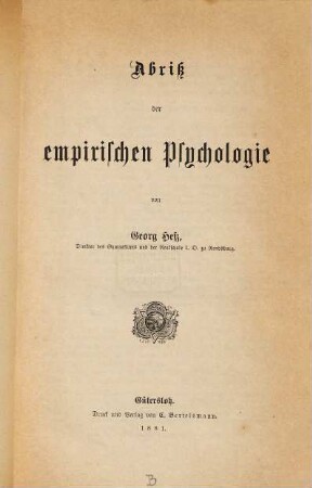 Abriß der empirischen Psychologie