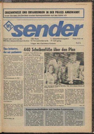 Betriebszeitung 'WF-Sender', Nr.45/1976 (1. Dezemberausgabe 1976)