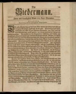 Zwey und dreyßigstes Blatt 1727. den 8. December