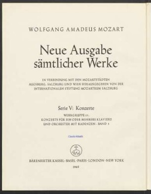 Ser. 5, Werkgruppe 15, Bd. 5: Konzerte