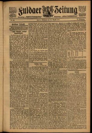 Erste Ausgabe vom Mittwoch, den 14. August 1907.
