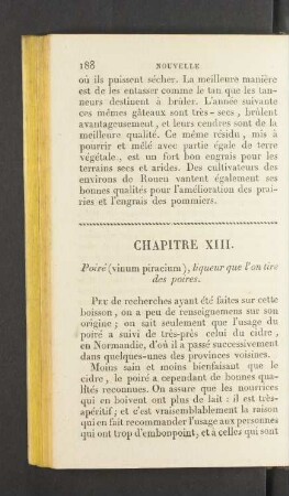 Chapitre XIII. Poiré (vinum piracium), liqueur que l'on tire des poires.