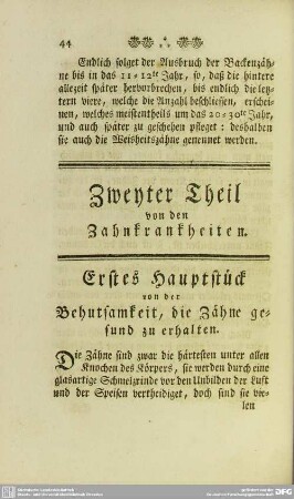 Zweyter Theil von den Zahnkrankheiten