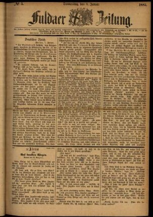 Ausgabe vom Donnerstag, den 08. Januar 1885.