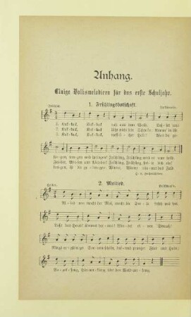 Anhang. Einige Volksmelodien für das erste Schuljahr