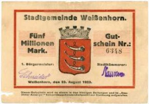 Geldschein / Notgeld, 5 Millionen Mark, 23.8.1923