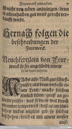 Hernach folgen die beschreibungen der Feuerwerck.