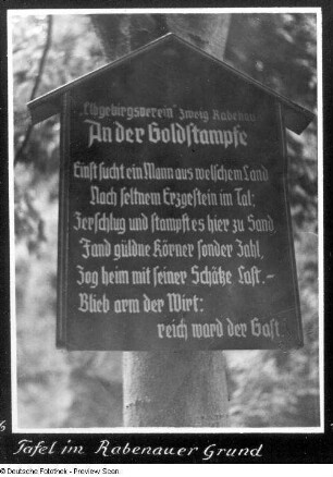 Rabenauer Grund, Hinweistafel