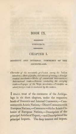 Chapter I. Domestic and internal commerce of the archipelago