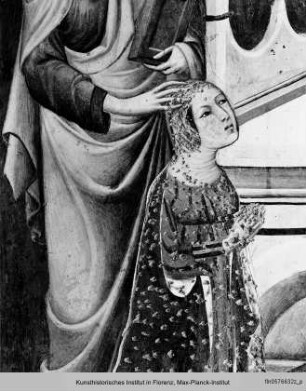 Thronende Madonna mit den Heiligen Jakobus der Ältere und Petrus und der Stifterin