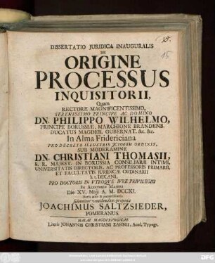 Dissertatio Juridica Inauguralis De Origine Processus Inquisitorii