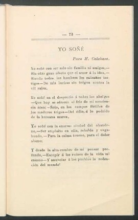Yo soñé : Para H. Calabaza