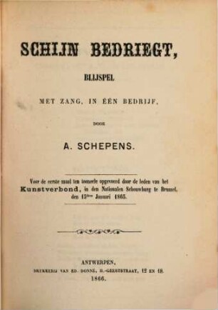 Schijn bedriegt : blijspel met zang in één bedrijf