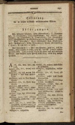 Erklärung der in diesem Lesebuche vorkommenden Wörter.