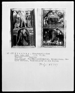 Psalterium mit Kalendarium — Bildseite mit zwei Miniaturen, Folio 22recto