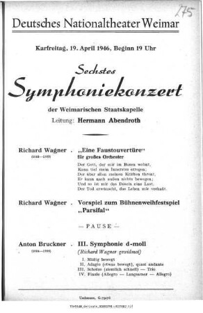 Sechstes Symphoniekonzert