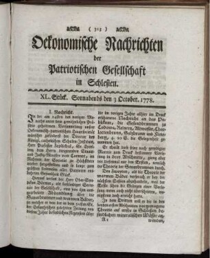 XL. Stück. Sonnabends den 3 October. 1778.