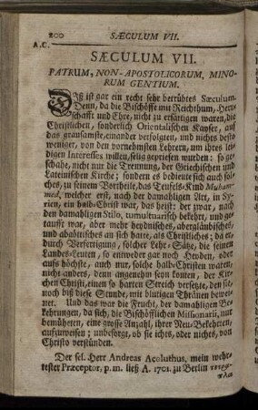 Sæculum VII. Patrum, Non-Apostolicorum, Minorum Gentium