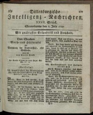 XXVII. Stück. Sonnabends den 6. July 1799.