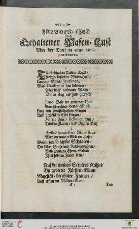 Freuden-Lied Nach Gehaltener Wafen-Lust