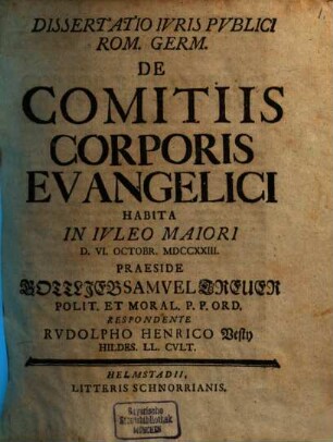 De comitiis corporis Evangelici