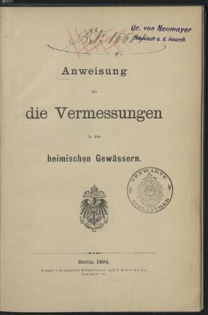 Anweisung für die Vermessungen in den heimischen Gewässern