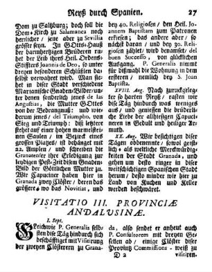 Visitatio III. Provinciæ Andalusinæ