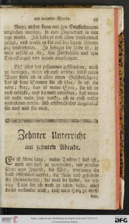 Zehnter Unterricht am zehnten Abende