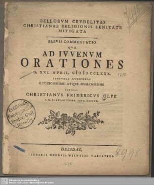 Bellorum Crudelitas Christianae Religionis Lenitate Mitigata