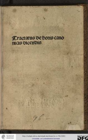 Tractatus de horis canonicis dicendis.