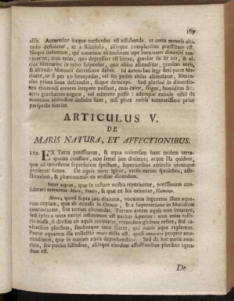 Articulus V. De Maris Natura, Et Affectionibus.