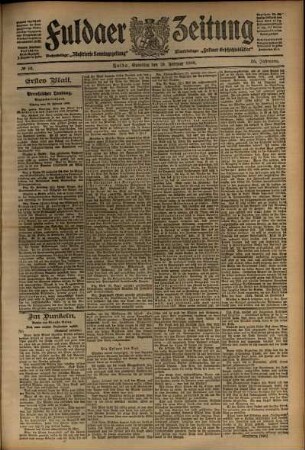 Erste Ausgabe vom Samstag, den 29. Februar 1908.