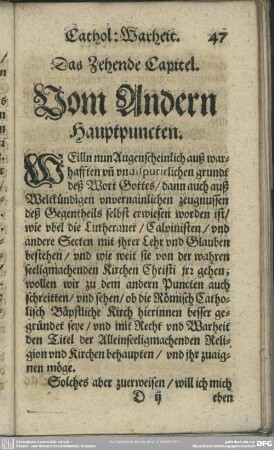 Das Zehende Capitel. Vom Andern Hauptpuncten