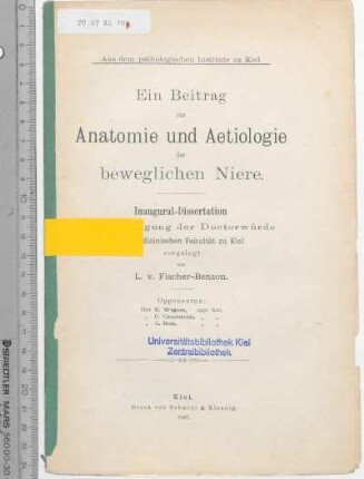 Ein Beitrag zur Anatomie und Aetiologie der beweglichen Niere