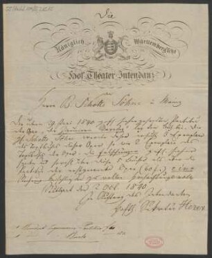 Brief an B. Schott's Söhne : 02.10.1840