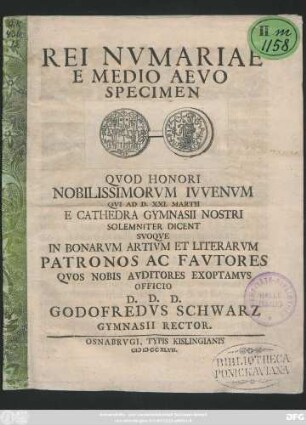 Rei Nvmariae E Medio Aevo Specimen