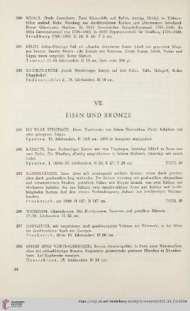 VII. Eisen und Bronze (Nr. 203 - 226)