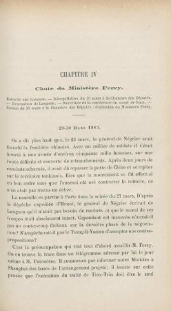 Chapitre IV. Chute du Ministère Ferry