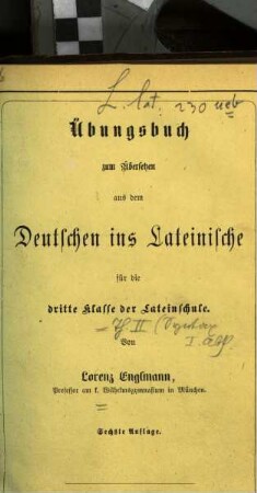 Übungsbuch zum Übersetzen aus dem Deutschen ins Lateinische, 2